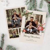 Rustic Woodland Mushrooms Kerstmis 4 Foto Feestdagenkaart