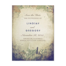Rustic Woodland Navy Save the Date Briefkaarten