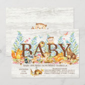 Rustic Woodland Neutral Baby shower Invitation Kaart (Voorkant / Achterkant)