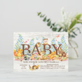 Rustic Woodland Neutral Baby shower Invitation Kaart (Staand voorkant)