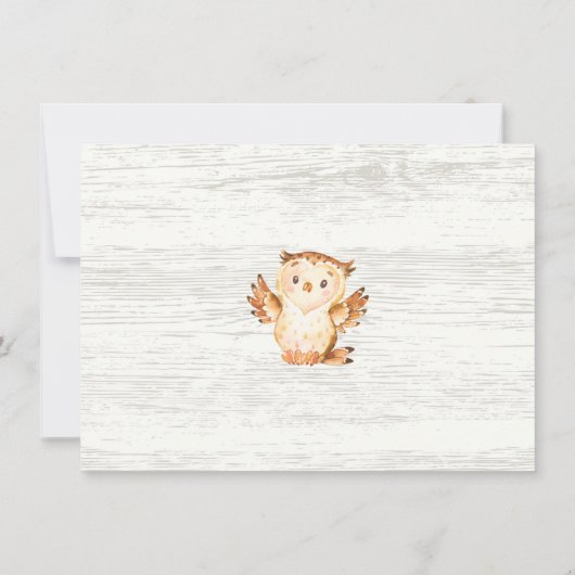 Rustic Woodland Neutral Baby shower Invitation Kaart (Achterkant)