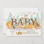 Rustic Woodland Neutral Baby shower Invitation Kaart (Voorkant)