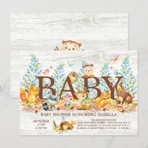 Rustic Woodland Neutral Baby shower Invitation Kaart