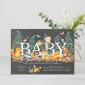Rustic Woodland Neutral Baby shower Invitation Kaart (Staand voorkant)