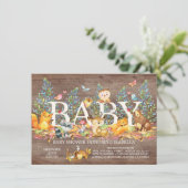 Rustic Woodland Neutral Baby shower Invitation Kaart (Staand voorkant)