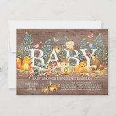 Rustic Woodland Neutral Baby shower Invitation Kaart (Voorkant)