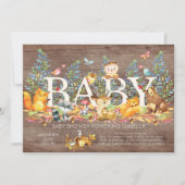 Rustic Woodland Neutral Baby shower Invitation Kaart (Voorkant)