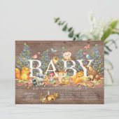 Rustic Woodland Neutral Baby shower Invitation Kaart (Staand voorkant)