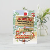 Rustic Woodland North Pole Signs Holiday Kaart (Staand voorkant)