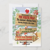 Rustic Woodland North Pole Signs Holiday Kaart (Voorkant)