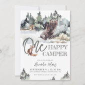 Rustic Woodland One Happy Camper Birthday Kaart (Voorkant)