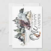 Rustic Woodland One Happy Camper Birthday Kaart (Achterkant)