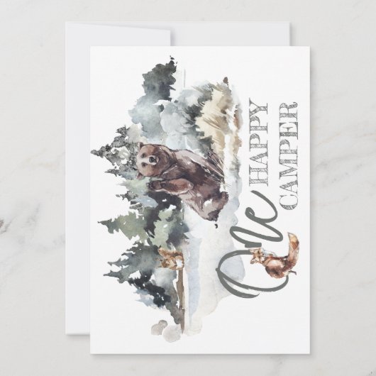 Rustic Woodland One Happy Camper Birthday Kaart (Achterkant)