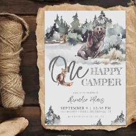 Rustic Woodland One Happy Camper Birthday Kaart