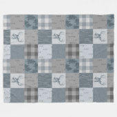 Rustic Woodland Patchwork Fleece Blanket - Blue (Voorkant (Horizontaal))