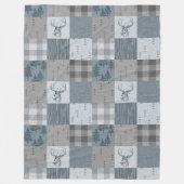 Rustic Woodland Patchwork Fleece Blanket - Blue Deken (Voorkant)