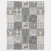 Rustic Woodland Patchwork - Neutrals Fleece Deken (Voorkant)