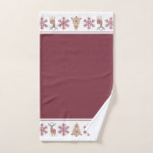 Rustic Woodland Pattern Maroon Tan Kerstmis Bad Handdoek (Handdoek)