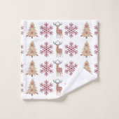 Rustic Woodland Pattern Maroon Tan Kerstmis Bad Handdoek (Wasdoekje)