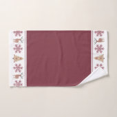 Rustic Woodland Pattern Maroon Tan Kerstmis Bad Handdoek (Handdoek)