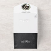 Rustic Woodland Pine Forest Wood Slice Wedding All In One Uitnodiging (Buitenkant)