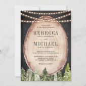 Rustic Woodland Pine Forest Wood Slice Wedding Kaart (Voorkant)