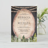Rustic Woodland Pine Forest Wood Slice Wedding Kaart (Staand voorkant)