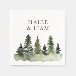 Rustic Woodland Pine Tree Wedding Napkins Servet