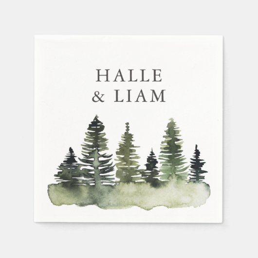 Rustic Woodland Pine Tree Wedding Napkins Servet (Voorkant)