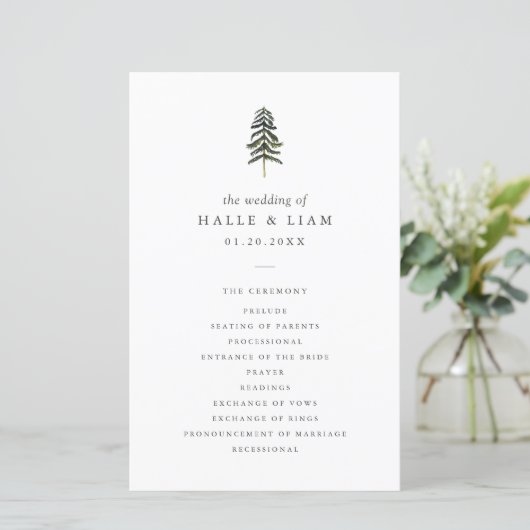 Rustic Woodland Pine Tree Wedding Programme (Staand voorkant)