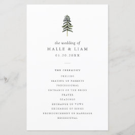 Rustic Woodland Pine Tree Wedding Programme