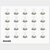 Rustic Woodland Pine Tree Wedding Ronde Sticker (Vel)