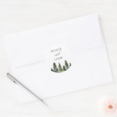Rustic Woodland Pine Tree Wedding Ronde Sticker (Envelop)