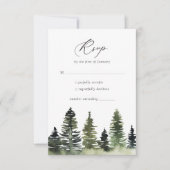 Rustic Woodland Pine Tree Wedding RSVP-kaart RSVP Kaartje (Voorkant)