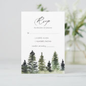 Rustic Woodland Pine Tree Wedding RSVP-kaart RSVP Kaartje (Staand voorkant)