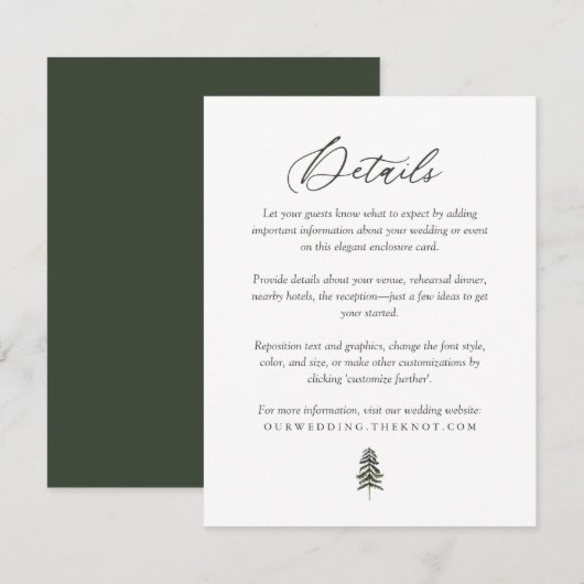 Rustic Woodland Pine Trees Wedding Details Informatiekaartje (Voorkant / Achterkant)