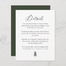 Rustic Woodland Pine Trees Wedding Details