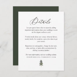 Rustic Woodland Pine Trees Wedding Details Informatiekaartje