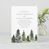 Rustic Woodland Pine Trees Wedding Kaart (Staand voorkant)