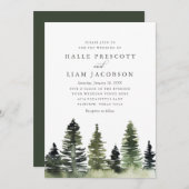 Rustic Woodland Pine Trees Wedding Kaart (Voorkant / Achterkant)