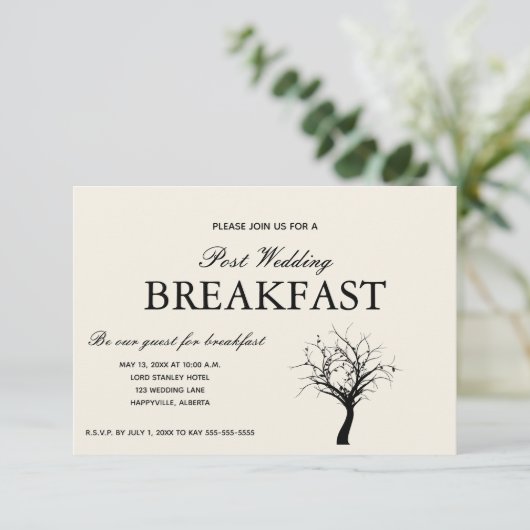 Rustic Woodland Post Wedding Breakfast Uitnodiging (Staand voorkant)