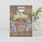 Rustic Woodland Raccoon Baby shower Uitnodiging (Staand voorkant)