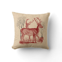 Rustic Woodland Red Deer Pillow
