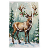 Rustic Woodland Reindeer Elegant Christmas Art Medium Cadeauzakje (Voorkant)