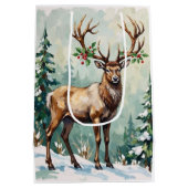 Rustic Woodland Reindeer Elegant Christmas Art Medium Cadeauzakje (Achterkant)