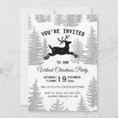 Rustic Woodland Reindeer Virtuele Kerstfeest Kaart (Voorkant)