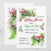 Rustic Woodland Robin Birds met nestBaby shower Kaart (Voorkant / Achterkant)