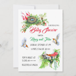 Rustic Woodland Robin Birds met nestBaby shower Kaart