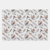 Rustic Woodland Robin Winter Leaves Inpakpapier Vel (Voorkant 3)