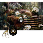 Rustic Woodland Rose Truck Decoupage Tissuepapier